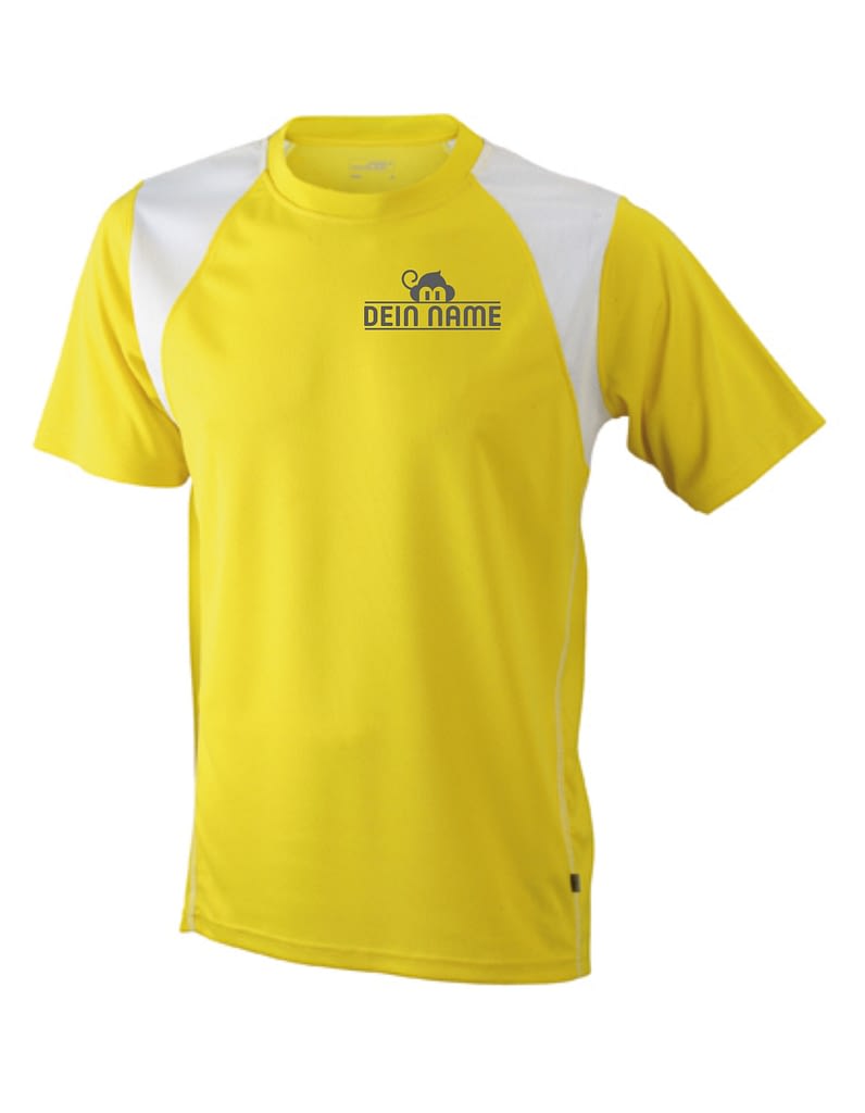 T-Shirt Männer Gelb Vorne Dein Name Reflekt Trainingsoutfit