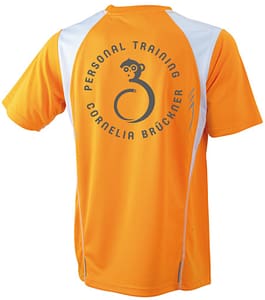 T-Shirt Männer Orange Hinten Rundlogo Reflekt Trainingsoutfit
