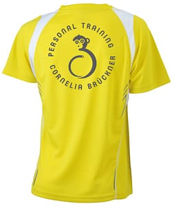 T-Shirt Frauen Gelb Hinten Rundlogo Reflekt Trainingsoutfit