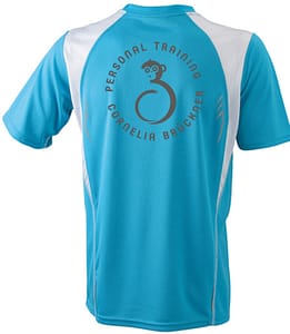 T-Shirt Männer Blau Hinten Rundlogo Reflekt Trainingsoutfit