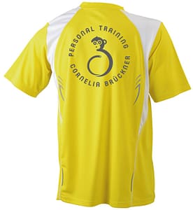 T-Shirt Männer Gelb Hinten Rundlogo Reflekt Trainingsoutfit